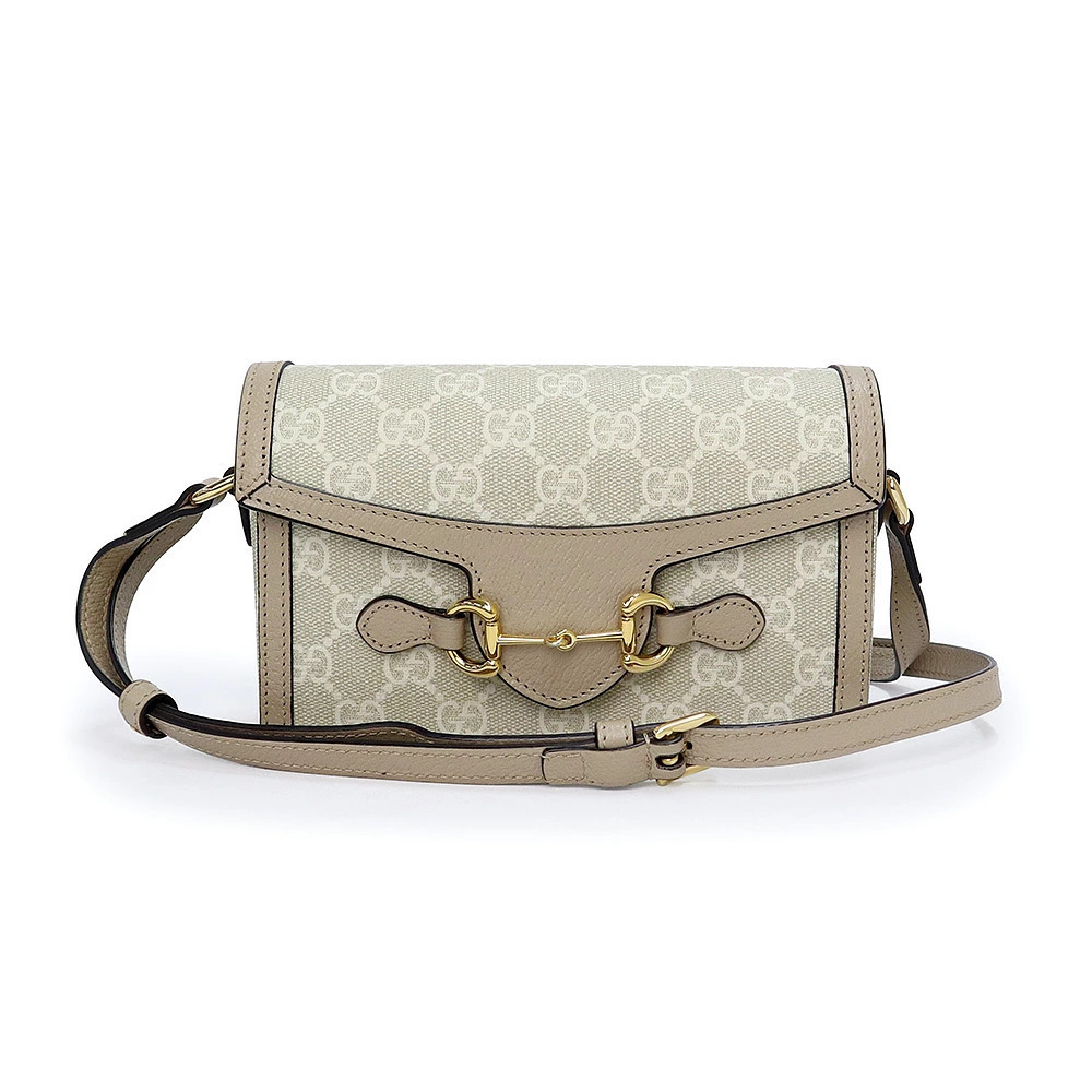 Gucci Horsebit Bag GG Supreme Leather Beige Cream White Crossbody